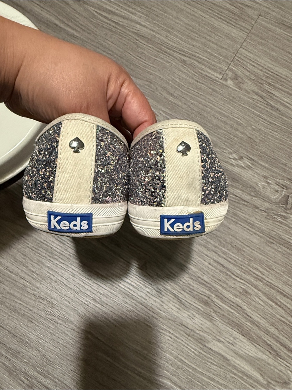 Keds X Kate Spade Sneaker Womens 10 Silver Champion Glitter Low Lace Up - Picture 9 of 16